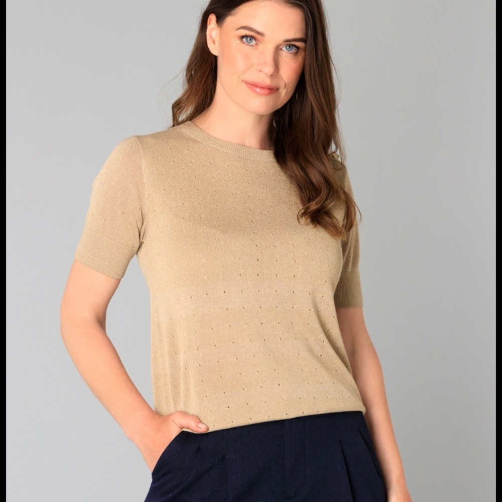 NWT Second Skin by RD style Rossie Short Sleeve Tee nude tan size Small